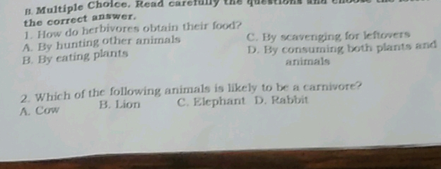 B Multiple Choice Read carefully the | StudyX