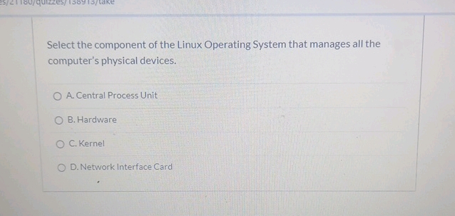 Select the component of the Linux Operating | StudyX