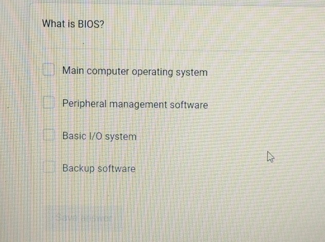 What is BIOS Main computer operating system | StudyX