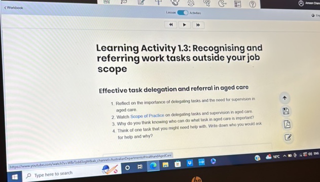 Someone Relearning A Task Learning Activity 13 Recognising and