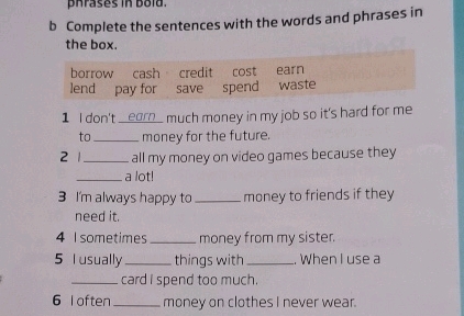 b Complete the sentences with the words and | StudyX