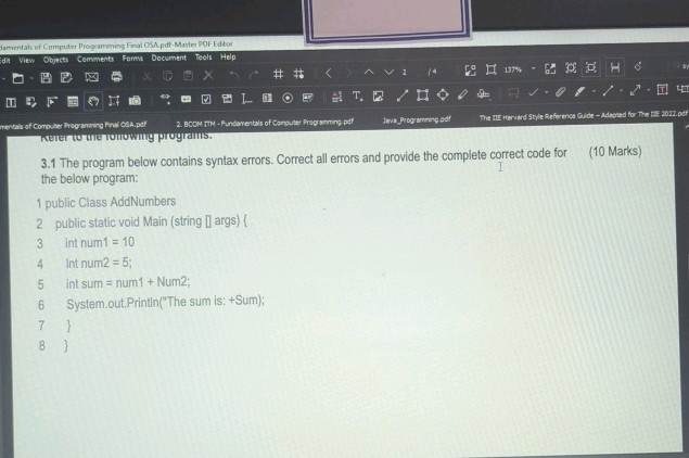 31 The program below contains syntax errors