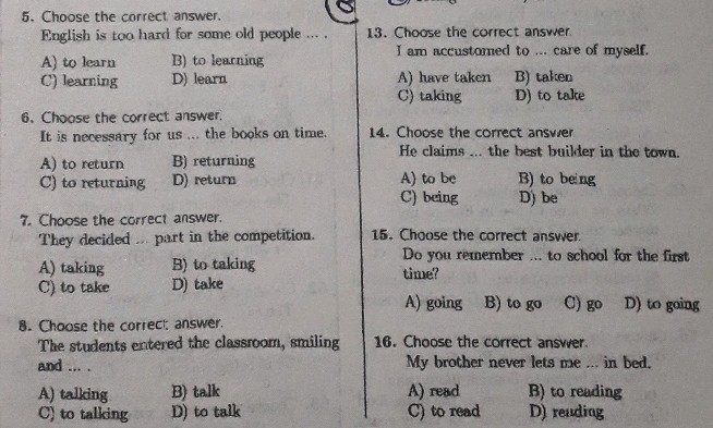 5 Choose the correct answer English is too | StudyX