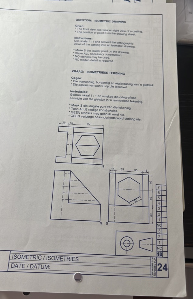 QUESTION ISOMETRIC DRAWING Given The front | StudyX