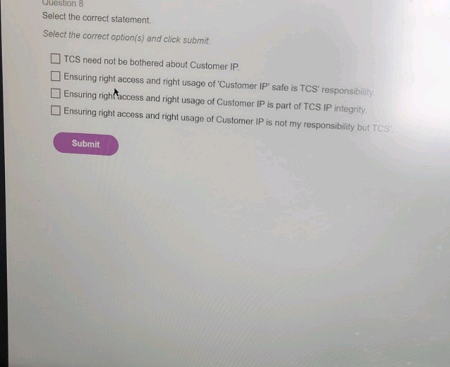 Question 8 Select the correct statement