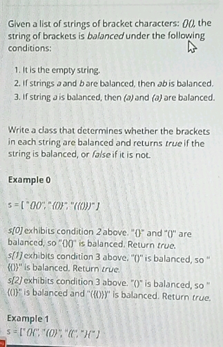 Given a list of strings of bracket