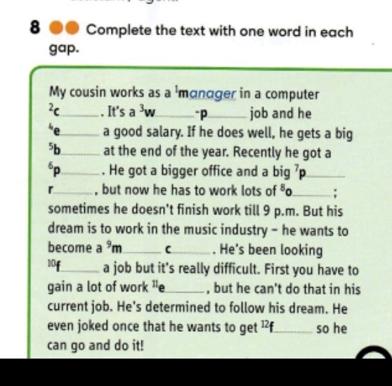 8 Complete the text with one word in each | StudyX