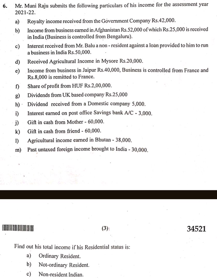 6 Mr Muni Raju submits the following | StudyX