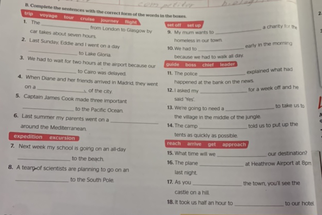 B Complete the sentences with the correct | StudyX