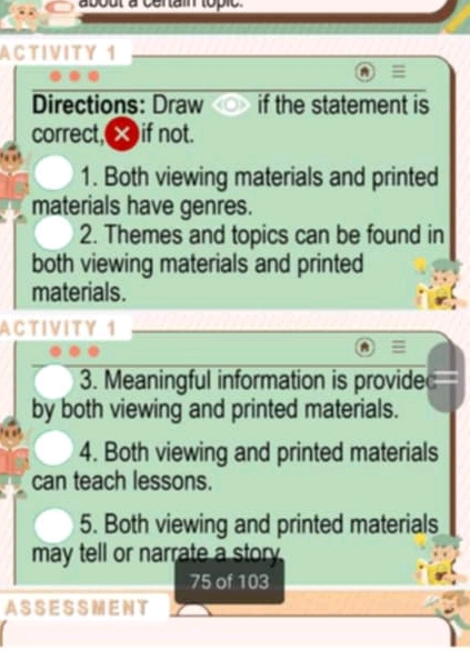 ACTIVITY 1 Directions Draw if the statement | StudyX