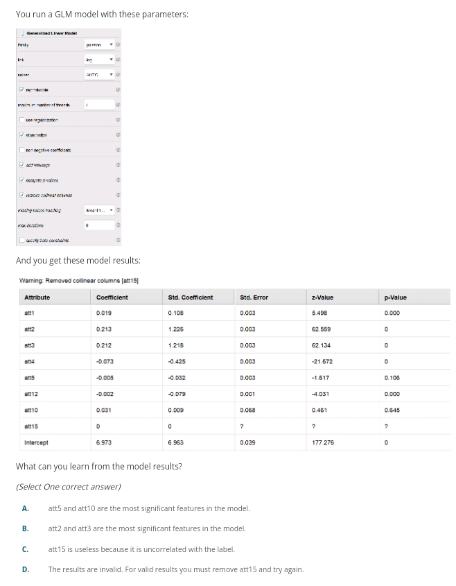 Glm Model Creator You run a GLM model with these parameters | StudyX