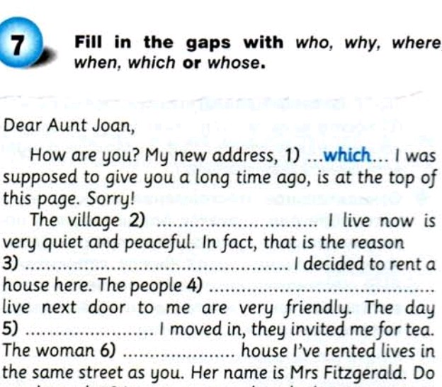 7 Fill in the gaps with who why where when | StudyX