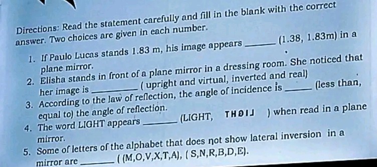 Directions Read the statement carefully and | StudyX
