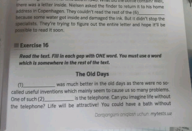 Exercise 16Read the text Fill in each gap | StudyX