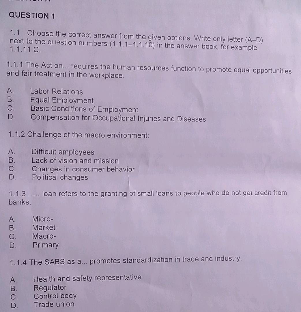 QUESTION 1 11 Choose the correct answer from | StudyX