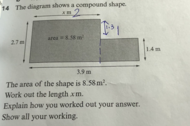14 The diagram shows a compound shape x m 2