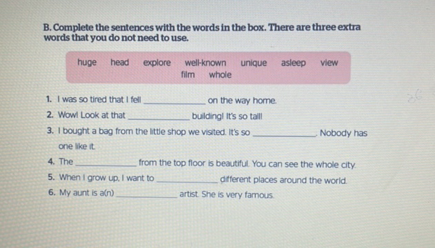 B Complete the sentences with the words in | StudyX