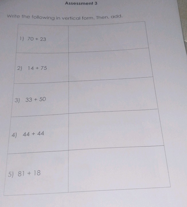 Add Math Note Form 4 Assessment 3 Write the following in vertical