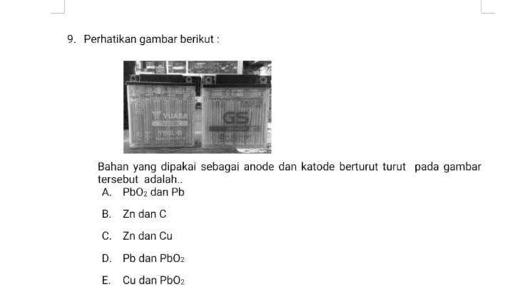 9 Perhatikan gambar berikut YUASA GS Bahan | StudyX