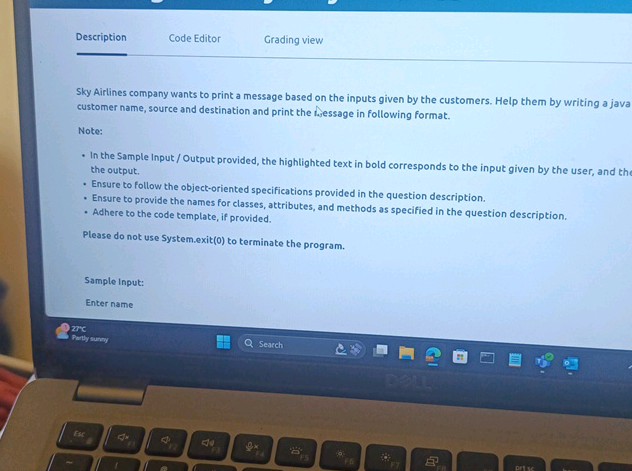 Description Code Editor Grading view Sky | StudyX