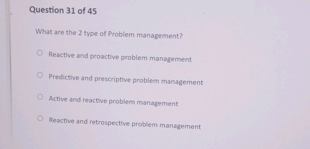 Proactive Questions Question 31 of 45 What are the 2 type of | StudyX