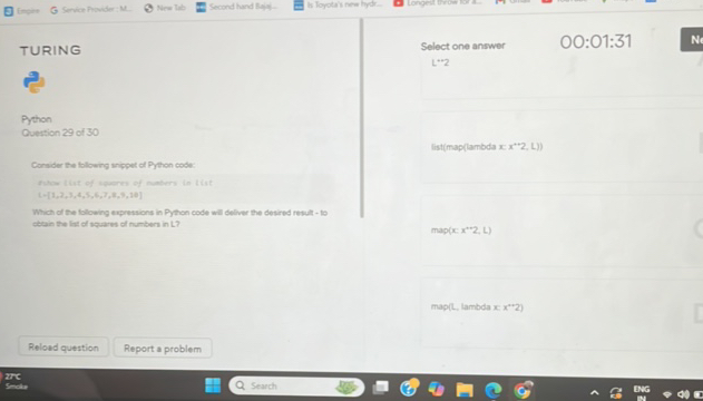 Consider the following snippet of Python | StudyX