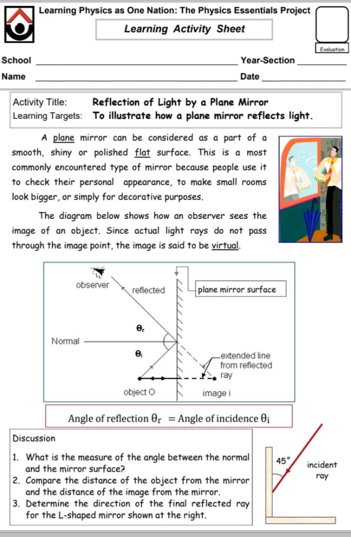 One Way Mirror Study Guide Learning Physics as One Nation The Physics