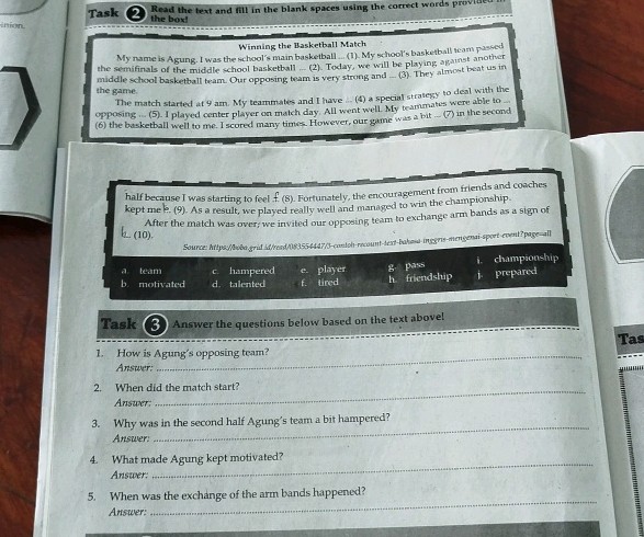 Task 2 Read the text and fill in the blank | StudyX