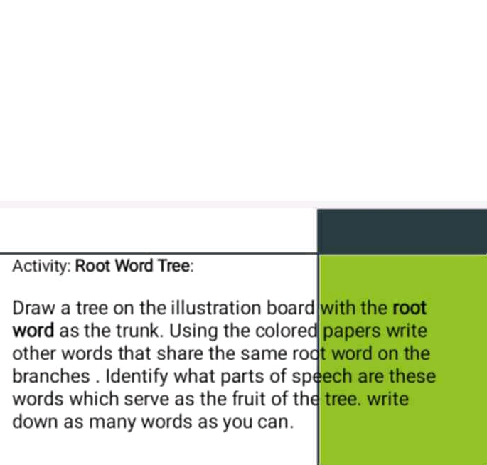 Activity Root Word Tree Draw a tree on the | StudyX