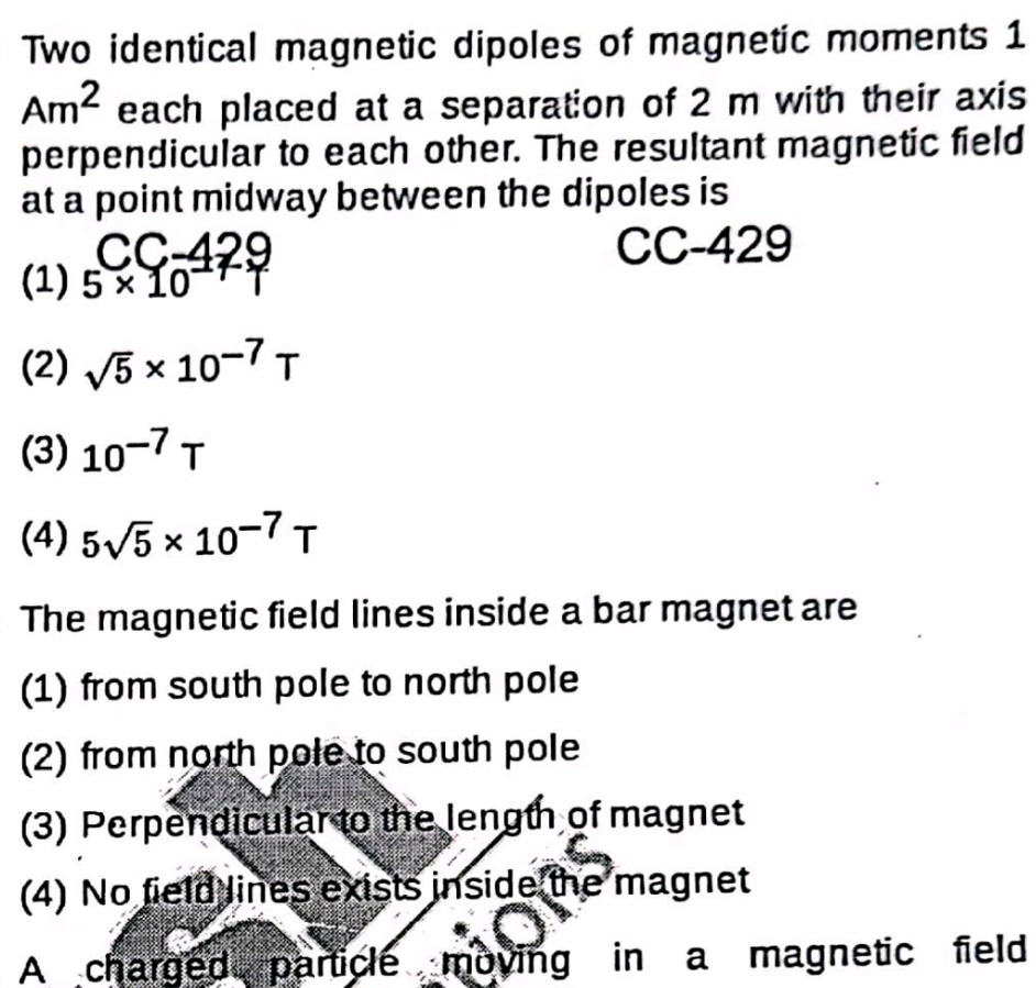 Two identical magnetic dipoles of magnetic | StudyX