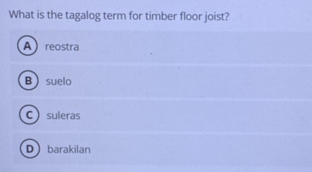 What is the tagalog term for timber floor | StudyX