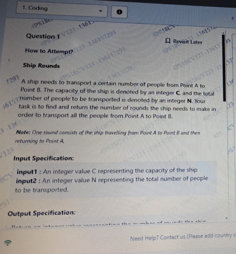 1 Coding Question 1 How to Attempt Ship | StudyX