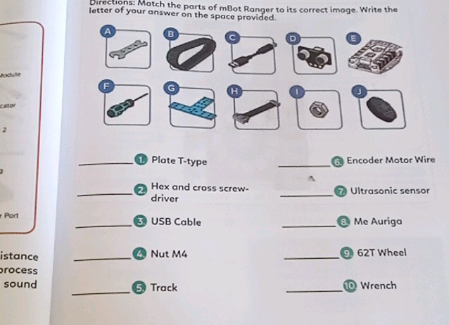 Directions Match the parts of mBot Ranger | StudyX