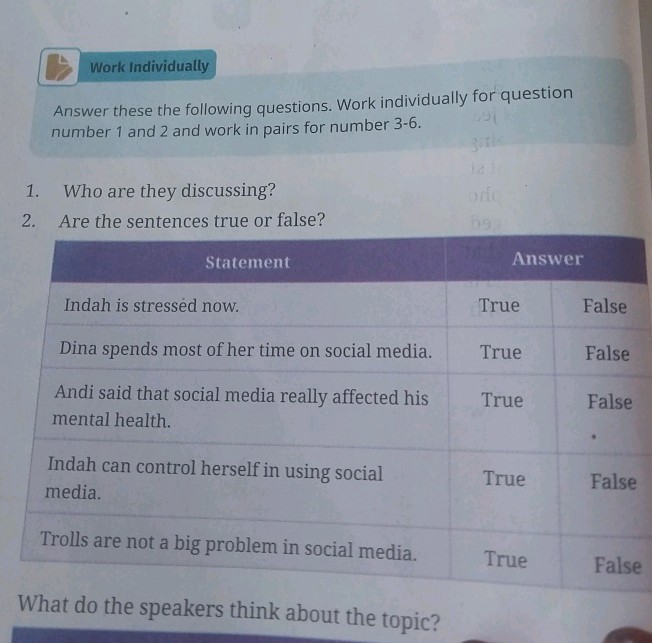 Individual Answer Work Individually Answer these the | StudyX