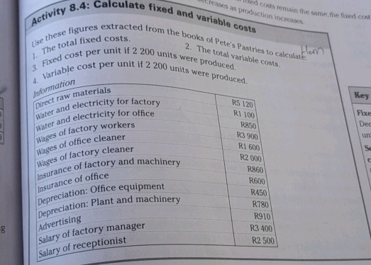 solved question 2 3 pts fixed costs per unit decrease ... Activity 84 Calculate fixed 1 The total | StudyX