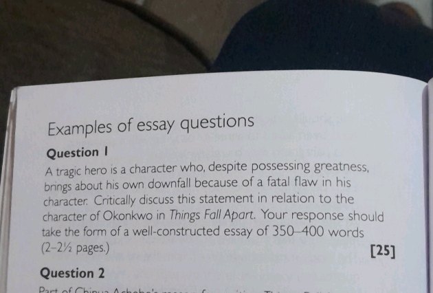 Examples of essay questions Question 1 A | StudyX