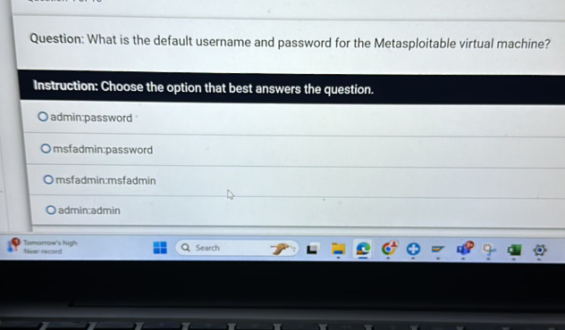 Msfadmin Question What is the default username and
