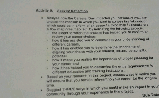 Actlvity 6 Activity Reflection - Analyse | StudyX