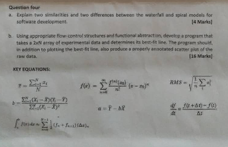 Question four a Explain two similarities | StudyX