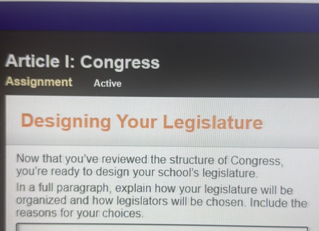 Article I Congress Assignment Active | StudyX
