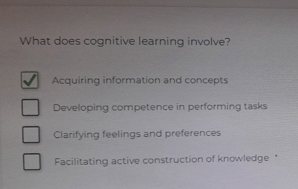 Learning Involves What does cognitive learning involve | StudyX