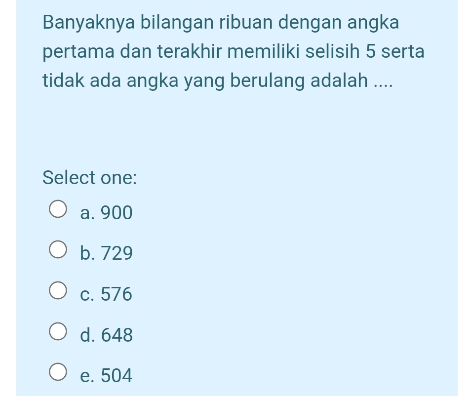 Banyaknya bilangan ribuan dengan angka | StudyX