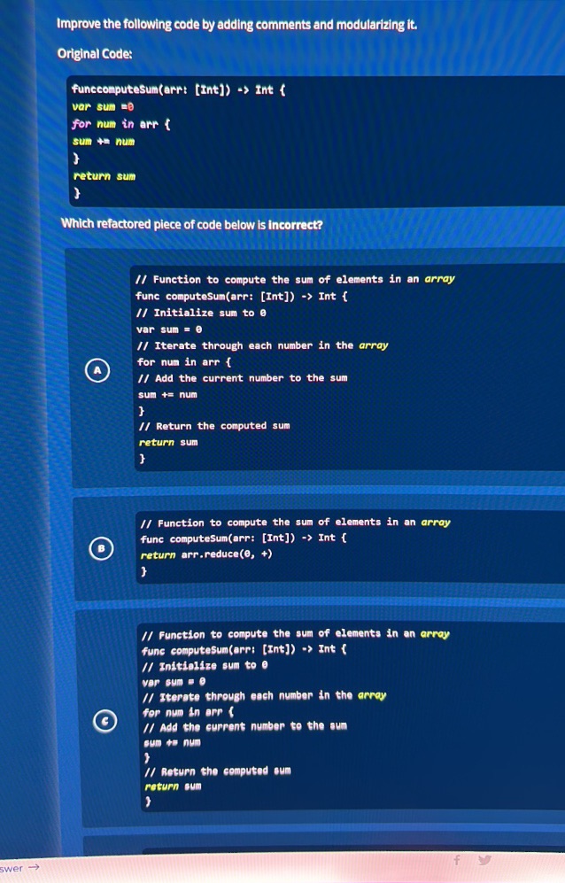 Improve the following code by adding | StudyX