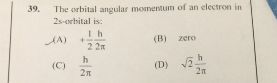 39 The orbital angular momentum of an | StudyX