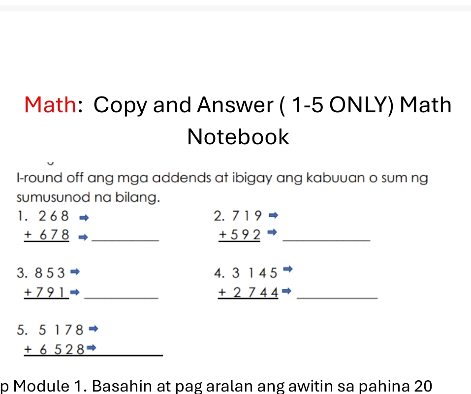 Math Copy and Answer ( 1-5 ONLY) Math | StudyX