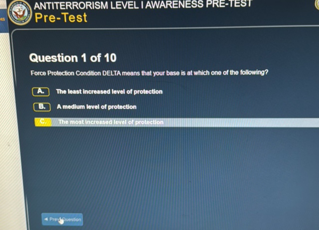 Level 1 Antiterrorism Awareness Pretest