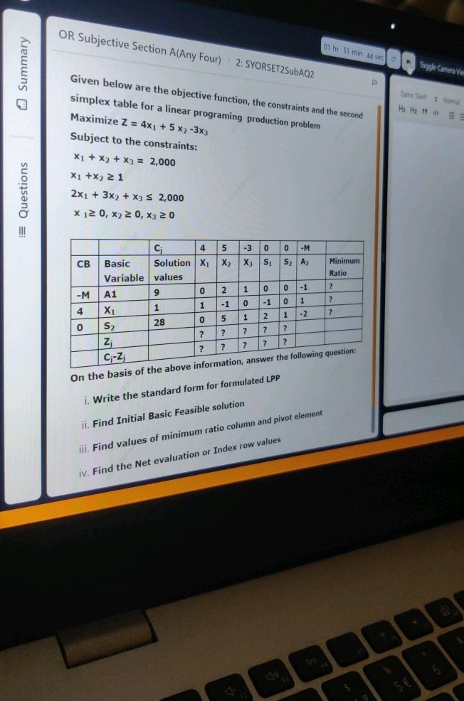 OR Subjective Section A(Any Four) 2 | StudyX