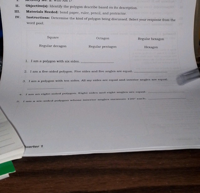 II Objective(s) Identify the polygon | StudyX