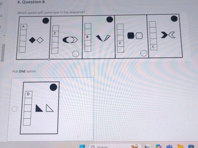 8 Question 8 Which option will come next in | StudyX