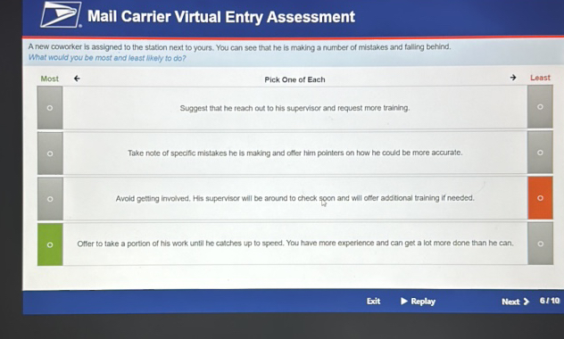 Mail Carrier Virtual Entry Assessment Answers